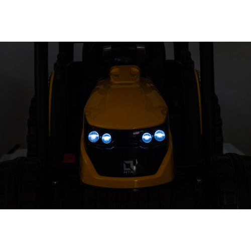 24V Kids Ride on Tractors with Parent Remote Control, Pedal Tractors with Working Loader and Backhoe Digger, Kids' Ride on Car Toys 24V Battery Powered Electric Vehicles with Trailer, Digger (Yellow)