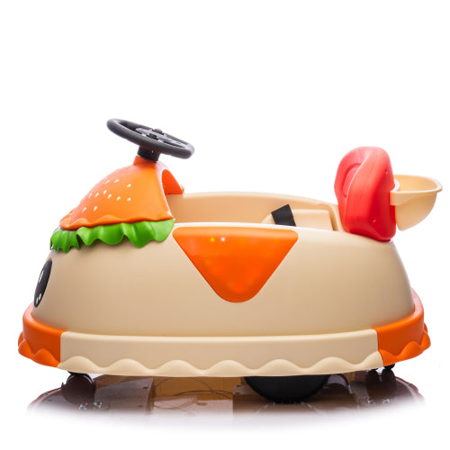 12V Kids Ride On Electric Bumper Car W/Parents Control,Cute&Realistic Hamburger Design,360 Degree Rotation,Storing Space,Bluetooth,Music,USB,Silent wheel,LED Lights,Power Display,Anti-rollover For 2-5