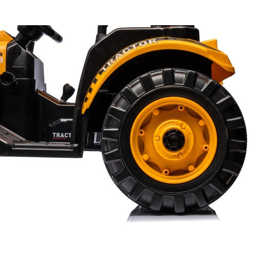 24V Kids Ride on Tractors with Parent Remote Control, Pedal Tractors with Working Loader and Backhoe Digger, Kids' Ride on Car Toys 24V Battery Powered Electric Vehicles with Trailer, Digger (Yellow)