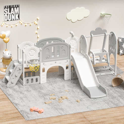 Toddler Slide, Kids Slide for Toddlers Age 1-4, 11in 1 Baby Slide Outdoor Indoor Playground with Basketball Hoop and Extra long aisle, Strong swing,Sturdy and Easy Assembly Toddler Playset, Ideal Todd