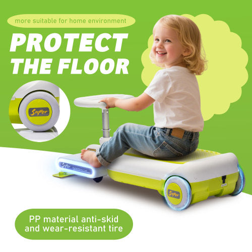 12V Cleaning Go Kart For Kids,55W Motor,Front with mop for cleaning,Length can extended by 6cm,Built in music and lighting functions,Provide a speed of 1.86-2.49MPH for kids aged 3-6 years old.