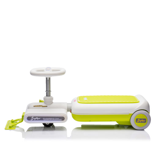 12V Cleaning Go Kart For Kids,55W Motor,Front with mop for cleaning,Length can extended by 6cm,Built in music and lighting functions,Provide a speed of 1.86-2.49MPH for kids aged 3-6 years old.