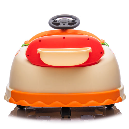 12V Kids Ride On Electric Bumper Car W/Parents Control,Cute&Realistic Hamburger Design,360 Degree Rotation,Storing Space,Bluetooth,Music,USB,Silent wheel,LED Lights,Power Display,Anti-rollover For 2-5