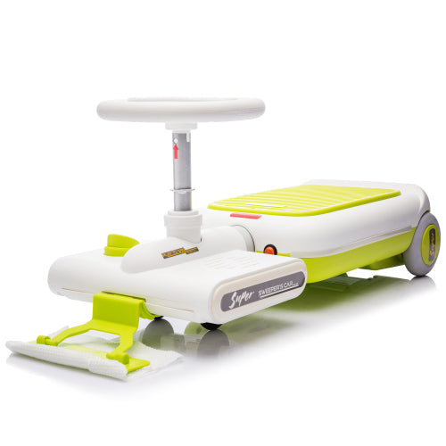 12V Cleaning Go Kart For Kids,55W Motor,Front with mop for cleaning,Length can extended by 6cm,Built in music and lighting functions,Provide a speed of 1.86-2.49MPH for kids aged 3-6 years old.