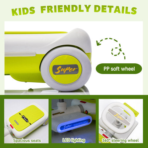 12V Cleaning Go Kart For Kids,55W Motor,Front with mop for cleaning,Length can extended by 6cm,Built in music and lighting functions,Provide a speed of 1.86-2.49MPH for kids aged 3-6 years old.